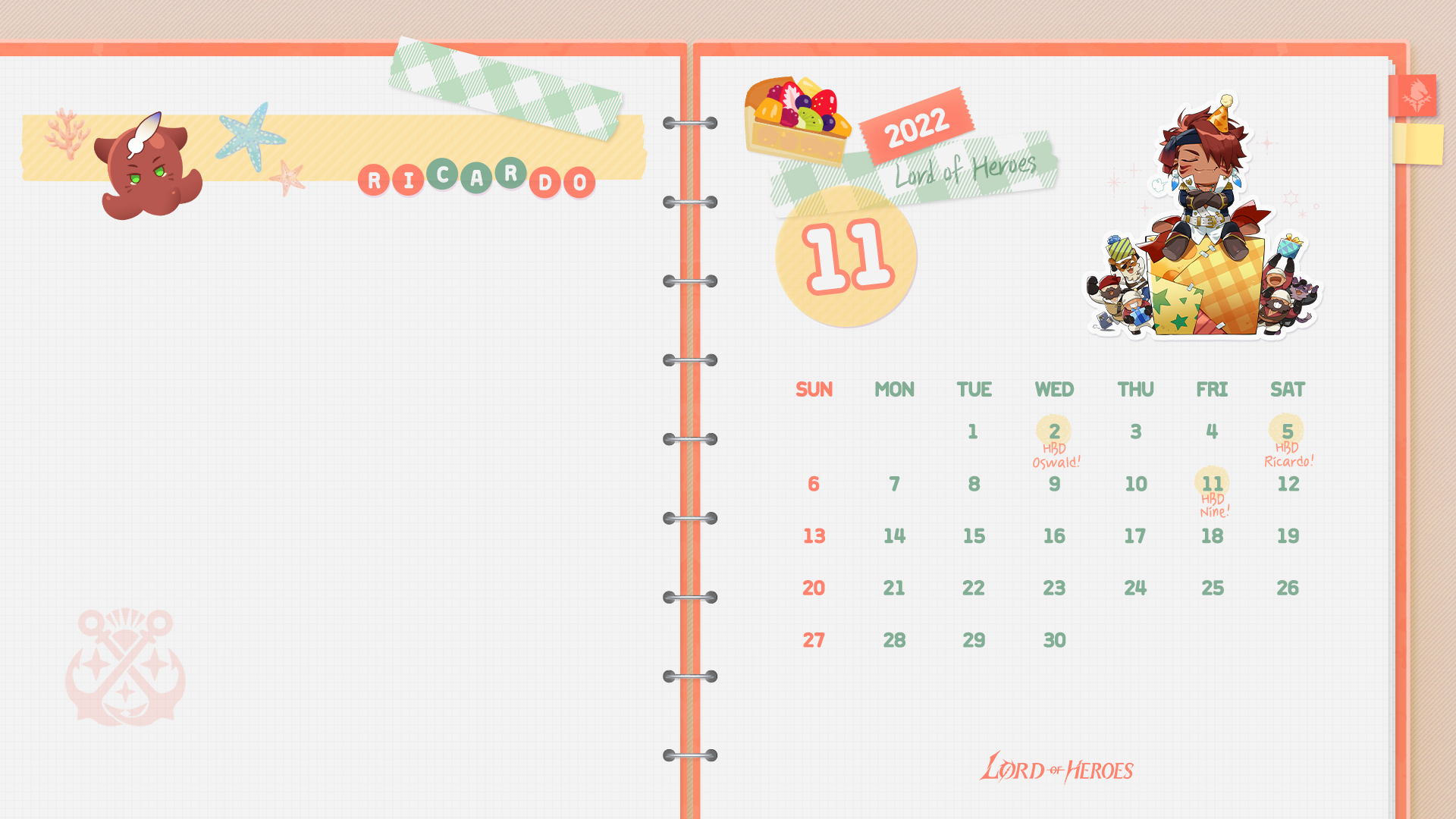 [로페이퍼] 로드 오브 히어로즈 월페이퍼 11월호